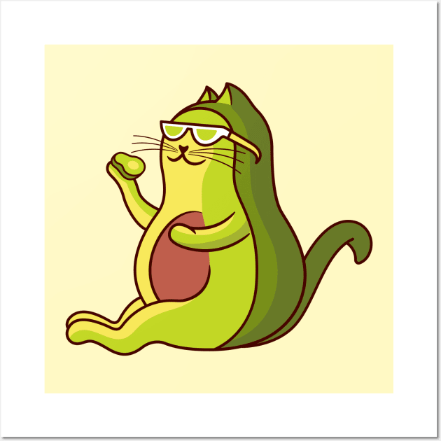 Avocado cat, vegan, Avogado kitty, Avocato kitten, go vegan, vegetarian Wall Art by crocozen